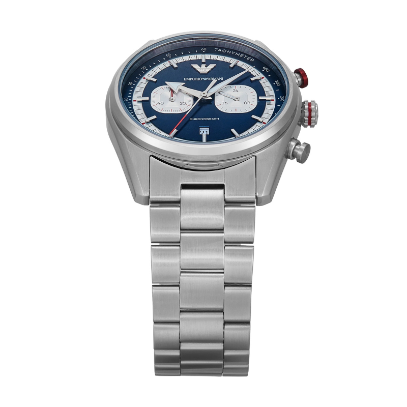 Emporio Armani Racer Chronograph Stainless Steel Blue Dial Men's Watch